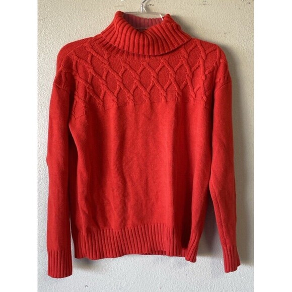 Liz Claiborne medium solid orange red sweater turtleneck (1-15/54) - Picture 1 of 6